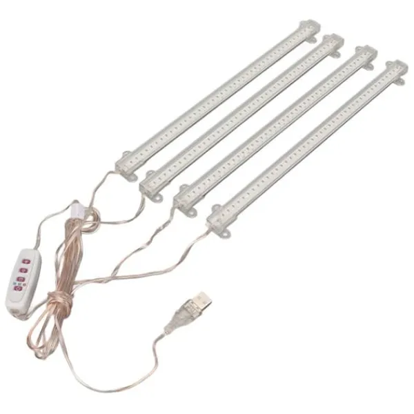 Sale 4 Heads USB-kontakt Dimbar Full Spectrum LED Grow Light med timerfunktion för inomhussuckulenter - 4000K 168 LEDs Kit För Växt- & Örtplantering