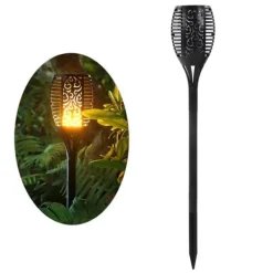 Discount 96 LEDs Vattentät Solar Flame Lamp ABS-hus Flimrande Dansande Flame Ficklampa för trädgårdslandskap Flaggor & Vindstrutar
