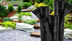 80 m² Ogräsbekämpningsmembran Ogräsfoder Mulchliner 100 g 1 m bred Svart