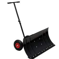 Discount 30" Metall Snöskyffel med 15" Höjd & 2 Hjul, Justerbart Vinkel- och Höjdhandtag för Enkel Snöröjning, Ergonomisk Dubbelrörsdesign Snöborttagning