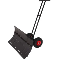 Online 30" Snöskyffel med hjul, justerbar vinkel & höjd, ergonomiskt handtag, blad i kolstål för enkel uppfrysning av uppfarter och gångvägar Snöborttagning