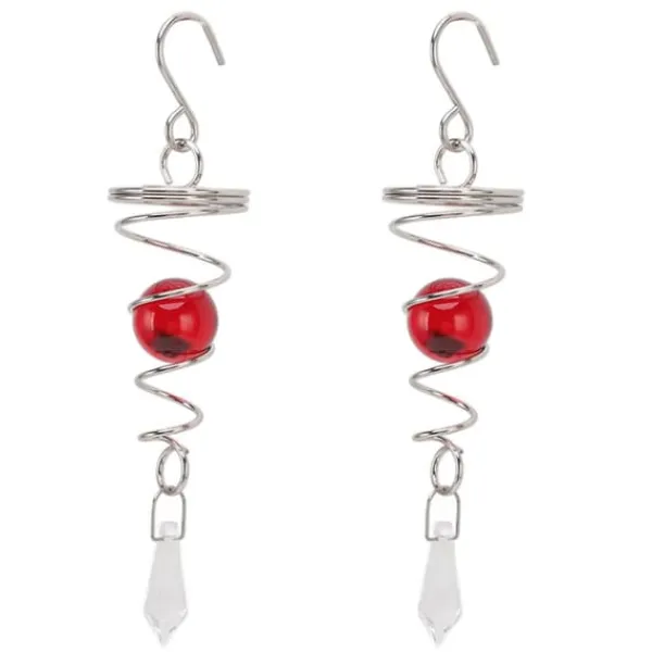 Best 2 st. Gazing Ball Spiral Stjärtvindspinner Stabilisator Rostfritt Stål Spiral Vindspel För Utomhus Röd Vinddekoration