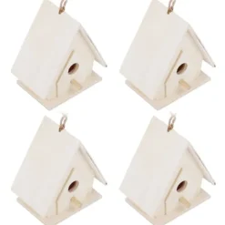Clearance 4 st mini hängande trä fågelholk bon bur prydnad hantverk för trädgård innergård dekor För Fåglar & Småvilt