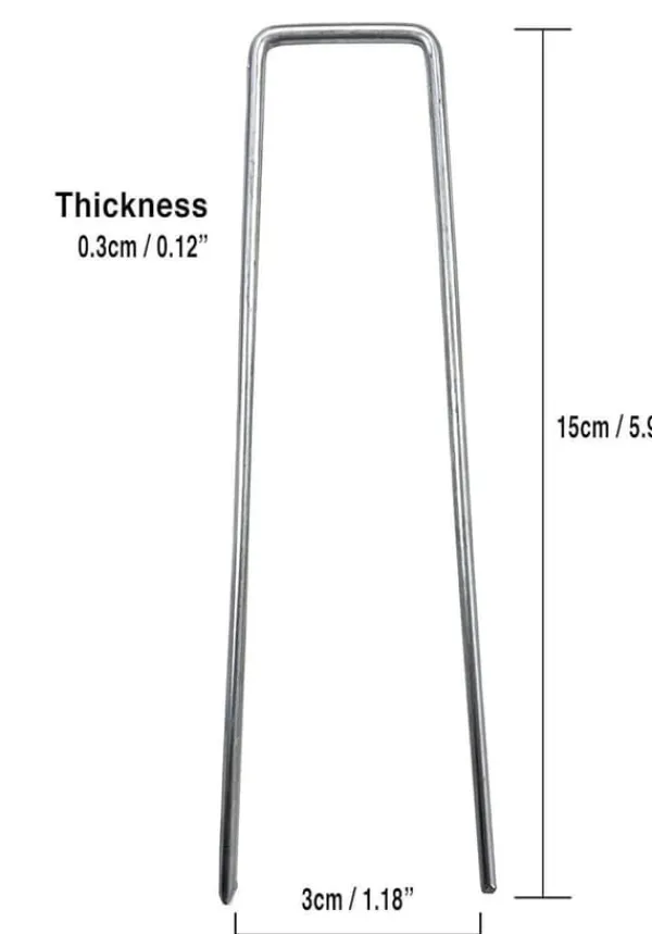 Discount 100 st U-formade förankringspinnar för trädgård - Silver 150mm Markduk & Fiberduk