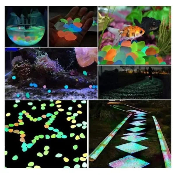 100 stycken självlysande stenar - självlysande stenar - fluorescerande stenar - dekorationsstenar - vit