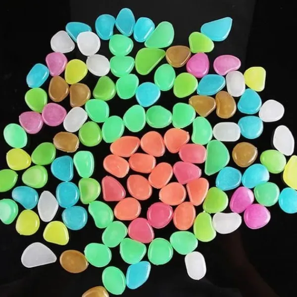 100 stycken självlysande sten Flerfärgad självlysande småsten Pebbles konstgjorda självlysande dekorativa stenar Fluorescerande dekor 61
