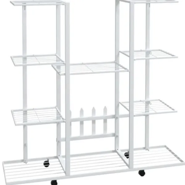 vidaXL 343122 Planteringskärl med hjul 94,5x24,5x91,5 cm Järnvit