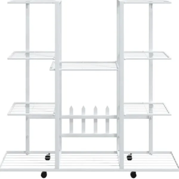 vidaXL 343122 Planteringskärl med hjul 94,5x24,5x91,5 cm Järnvit
