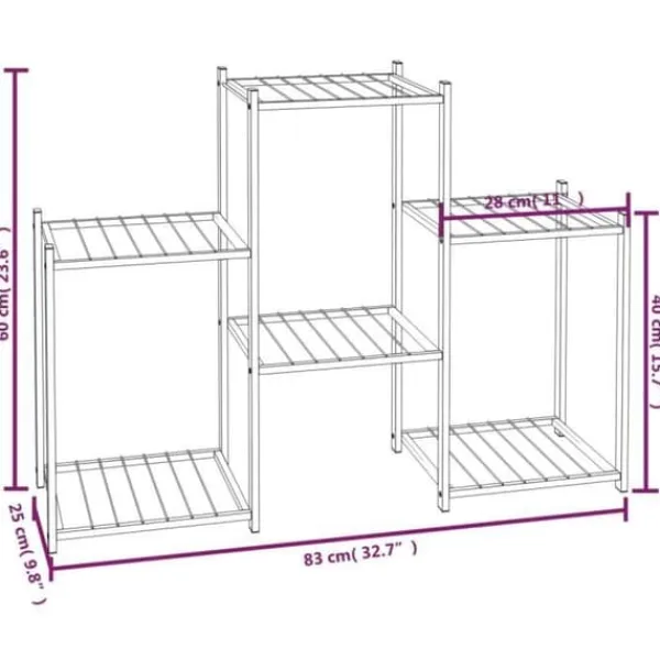 Online 343125 Planteringskärl 83x25x60 cm Svart Järn Växtställ
