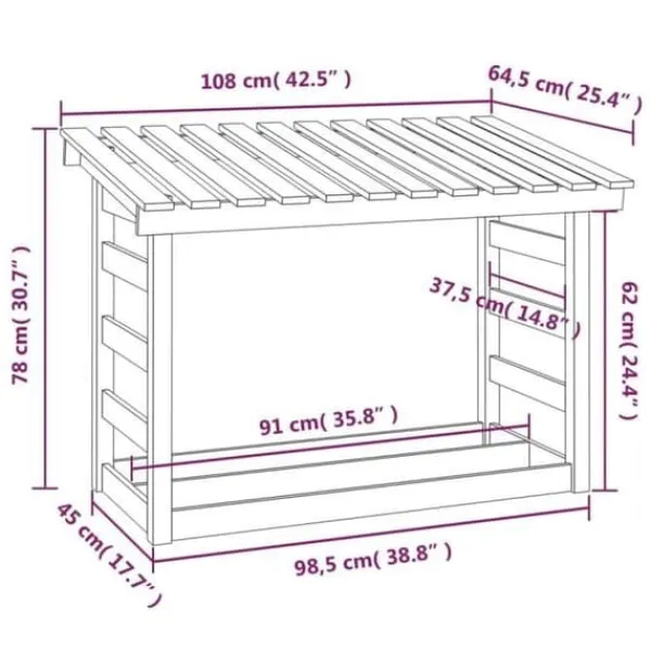 vidaXL 822443 Vedhållare Vit 108x64,5x78 cm Furu