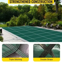 Sale 18 x 38 fot poolskydd med kompletta tillbehör för 16 x 36 fot pool, höghållfast PP-material, utmärkt permeabilitet, lätt att montera Pool- & Spatillbehör