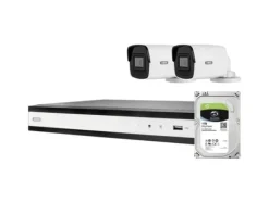 Discount ABUS ABUS Komplett set med 2 PoE minirörskameror + inspelare TVVR36423T IP-övervakningskameraset LAN 1920 x 1080 pixlar Säkerhetsmonitorer & Videokameror