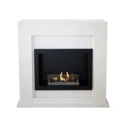 Adra BRI-MDW bio-etanol öppen spis - Vit MDF öppen spis surround - 1,5 KW värme