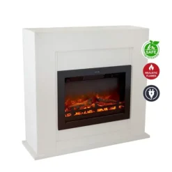 Adra EFL-MDW elektrisk spis - Vit MDF öppen spisram - 1500 Watt värme - fjärrkontroll Öppna Spisar