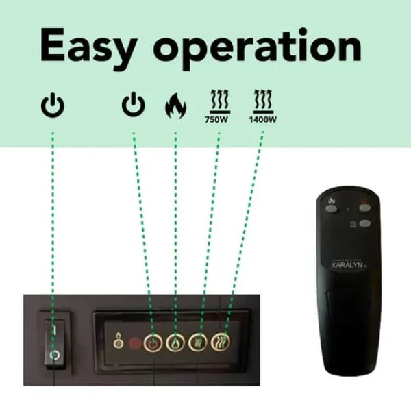 New Adra ELU-MDW elektrisk spis - Vit MDF öppen spisram - 1400 Watt värme - fjärrkontroll Öppna Spisar