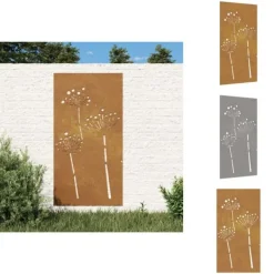 New Affischer, tryck & konstverk - Living Väggdekoration 105x55 cm rosttrögt stål blomdesign Trädgårdsprydnader