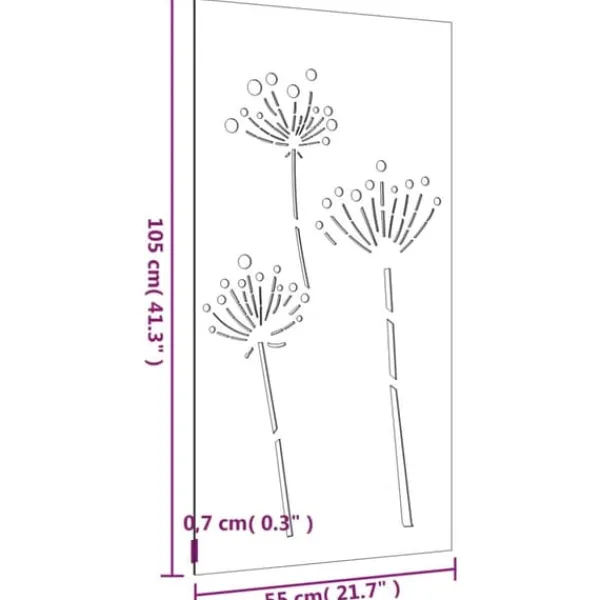New Affischer, tryck & konstverk - Living Väggdekoration 105x55 cm rosttrögt stål blomdesign Trädgårdsprydnader
