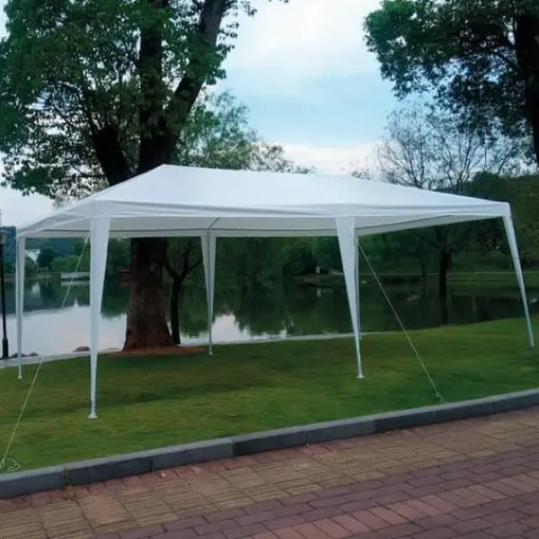 Online Aktive Plast Gazebo, 300 x 600 x 255 cm, Stålrör 24/18/18 mm, Vit - 53992 Tält & Lusthus