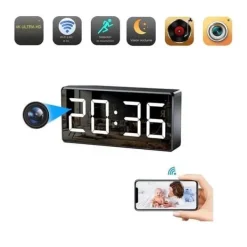 Alarm Clock Spy Camera 4K Wi-Fi infraröd vision rörelsedetektering