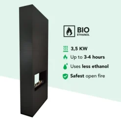 Ambiance BOB bio-etanol tunnel spis - Svart - Rumsavdelare - Högt i tak - 3,5 KW värme