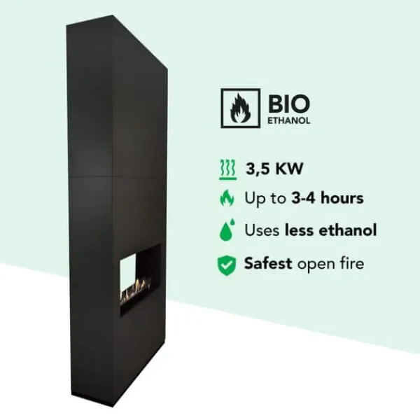 Ambiance BOB bio-etanol tunnel spis - Svart - Rumsavdelare - Högt i tak - 3,5 KW värme