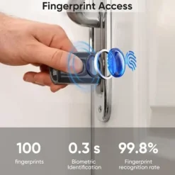 Clearance Ansluten lås dörr ingång - IP65 Fingeravtryckslås med 3 RFID-kort Biometrisk lås Cylinderlängd 40x3 Hemlarmsystem