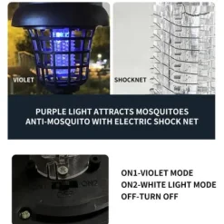 Anti-insektslampa - Killerlampa - Solenergi - LED-belysning - Insektsmedel - Svart