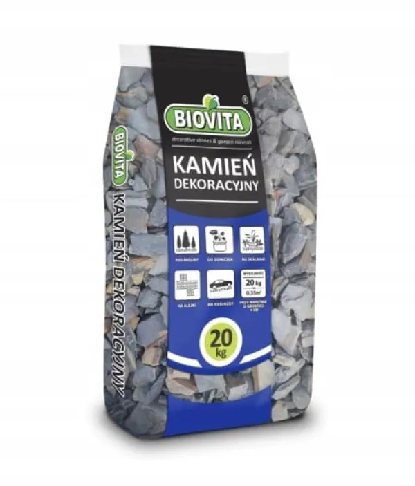 Antracit svart bark 32-64mm 20kg Biovita dekorativ sten