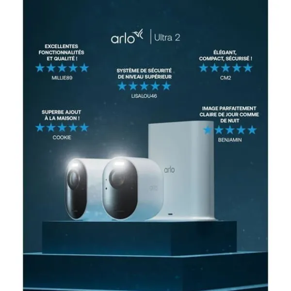 Discount Arlo Ultra 2 4K övervakningskamera med SmartHub och solpanel - 4-pack Säkerhetsmonitorer & Videokameror