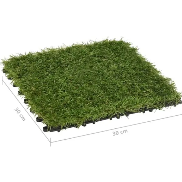 Clearance Artificiell flora - Living Konstgräsplattor 11 st grön 30x30 cm Trädgårdsprydnader