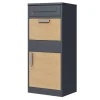 Outlet AXI Levi Metall Paketbrevlåda Antracit/Trälook | Paketbox för flera paket | Brevlåda med lås | 50,6 x 38,3 x 112 cm Postlådor & Brevlådor