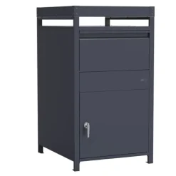 Sale AXI Louis Metall Paketbrevlåda antracit med planteringslåda | Paketlåda för flera paket | Brevlåda med lås |68 x 80 x 124 cm Postlådor & Brevlådor