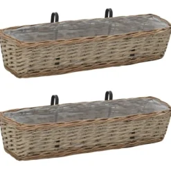Online Balkonglåda 2 st korg med PE-foder 80 cm Krukor & Växtbehållare
