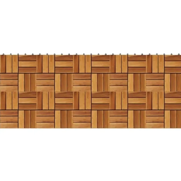 Balkongplattor av Akaciaträ 30x30 cm - Väderbeständiga och halkfria | Antal: 10 st | Färg: Naturlig trä | Storlek: 30x30 cm