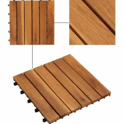 Balkongplattor i akaciaträ 10-pack - Väderbeständiga & halkfria | Storlek: 30x30 cm