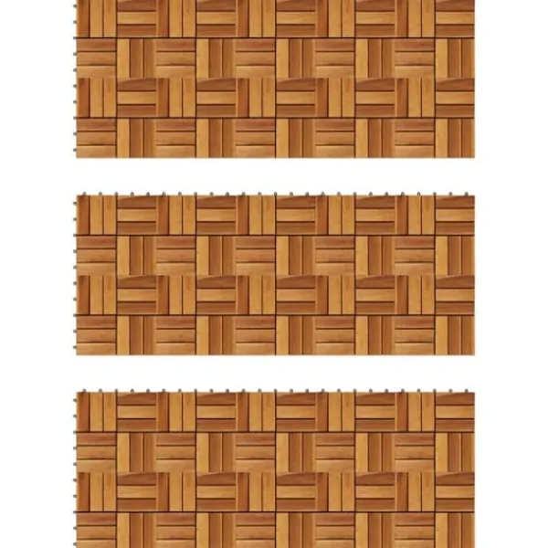 Outlet Balkongplattor i akaciaträ | 30 st plattor 30x30 cm | Färg: Naturlig | Väderbeständiga och halkfria Trädgårdsprydnader