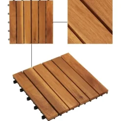 Discount Balkongplattor med vertikal design - 30 st i akaciaträ | Färg: Natur | Storlek: 30x30 cm Trädgårdsprydnader