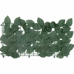 Balkongskärm med mörkgröna blad | Färg: Mörkgrön | Storlek: 400x100 cm