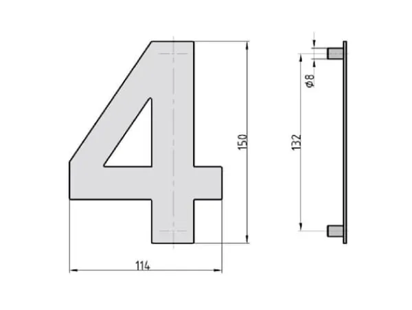 Online BASI HN 160, Dekorativ siffra, Stål, Antracit, 114 mm, 150 mm, 192 g Adresskyltar & Husnummer