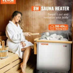 Bastuaggregat, 8kW elektrisk bastuugn, 41,2x27,4x57 cm, rostfritt stål