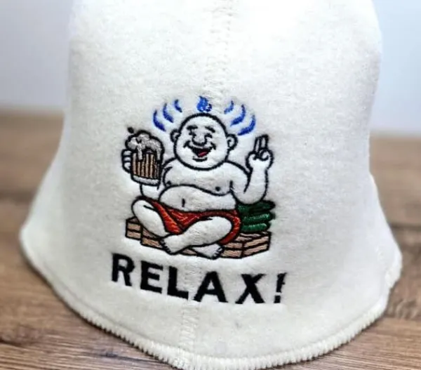 Discount Bastukeps av naturlig ullfilt med humoristisk design för avkoppling för banya och jacuzzi Bastu