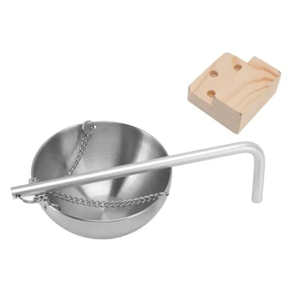 Bastukopp i rostfritt stål, hängande aromaterapioljakopp med träkloss för basturum, storlek 12 cm Bastu