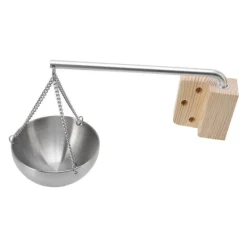 Bastukopp i rostfritt stål, hängande aromaterapioljakopp med träkloss för basturum, storlek 12 cm Bastu