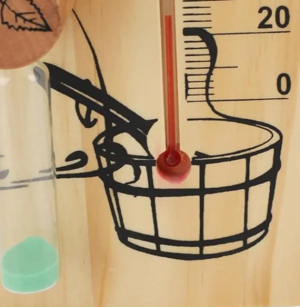 Discount Bastutermometer, timglas, ångbadsbastutermometer och hygrometer, ljus träram, dubbelmätare, väggfäste, inomhusbruk, solid Bastu