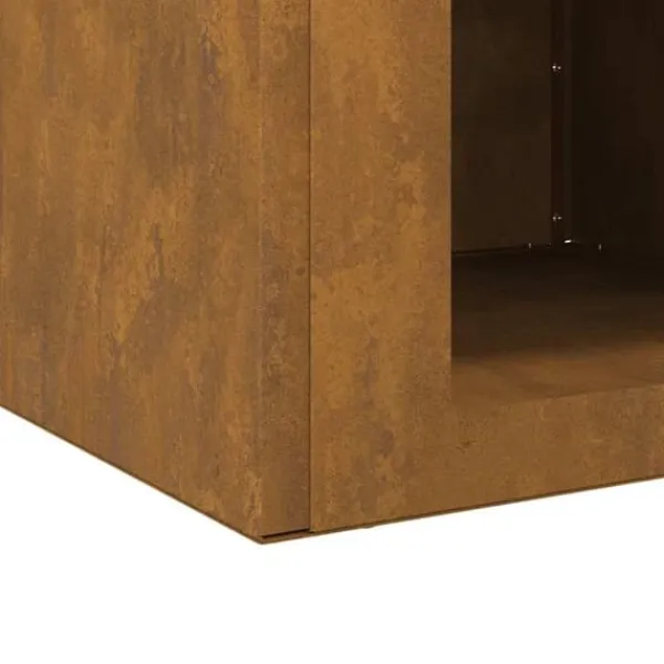 New BellaFurn Eldstad i Cortenstål - Stabil & Mobil Utomhuseldstad | Storlek: 50x50x40 cm | Färg: Rostbrun Öppna Spisar