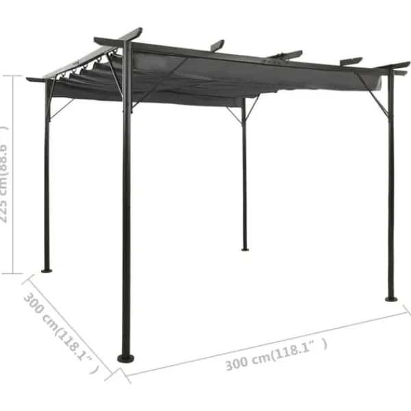 Bersåer, spaljéer & pergolor - Living Pergola med infällbart tak antracit 3x3 m stål 180 g/m²