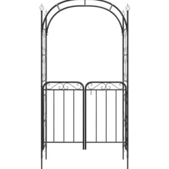 Best Bersåer, spaljéer & pergolor - Living Trädgårdsbåge med grind svart 108x45x235 cm stål Valvbågar, Spaljéer, Bersåer & Pergolor