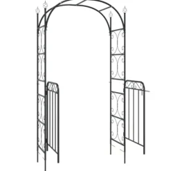 Best Bersåer, spaljéer & pergolor - Living Trädgårdsbåge med grind svart 108x45x235 cm stål Valvbågar, Spaljéer, Bersåer & Pergolor