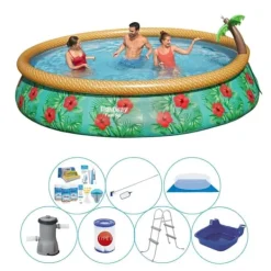 Sale Fast Set Paradise Flowers Rund 457x84 cm - 8 delar - Pool inklusive tillbehör Pooler
