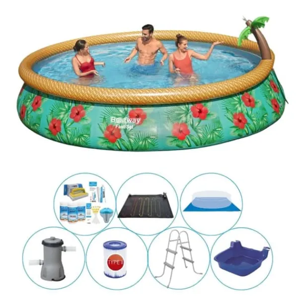 Discount Fast Set Paradise Flowers Rund 457x84 cm - 8-delad - Swimming Pool Deal Pooler